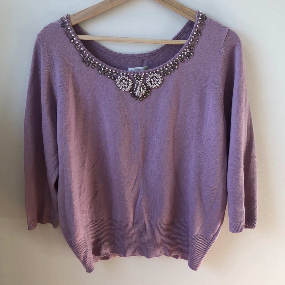 Worthington Beaded Lilac Sweater
